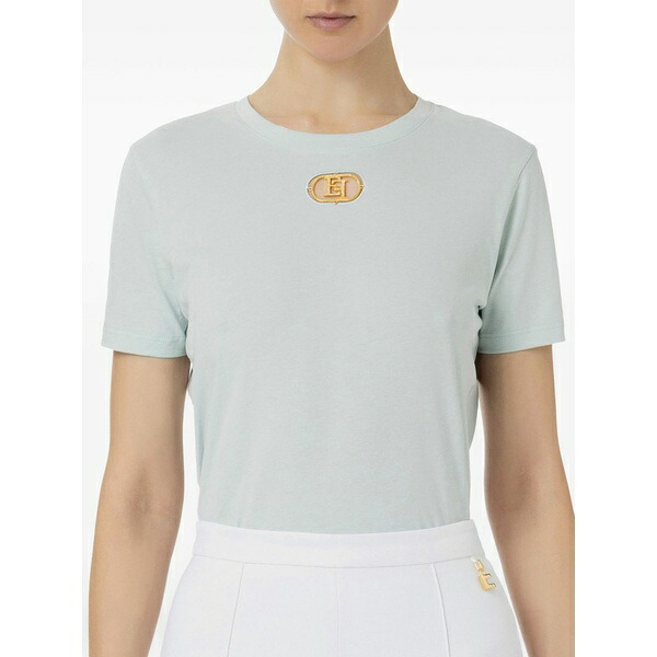 エリザベスフランキ レディース ティーシャツ トップス Logo-plaque short-sleeve t-shirt Blue