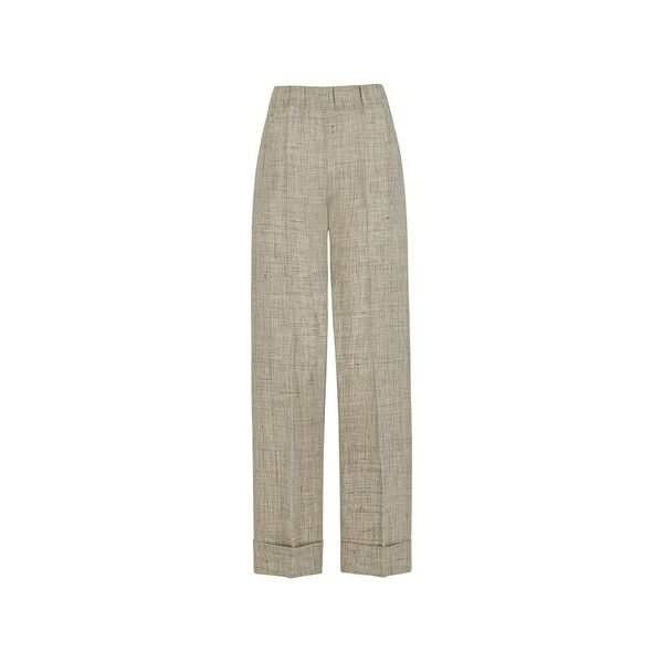 ディー・エクステリア レディース 心地好いズボン下 ボトムス Linen turn-up trousers Neutrals