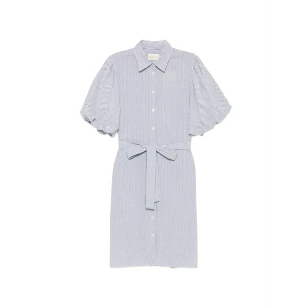 ガント レディース 衣裳 トップス Striped balloon-sleeve MIDI dress White
