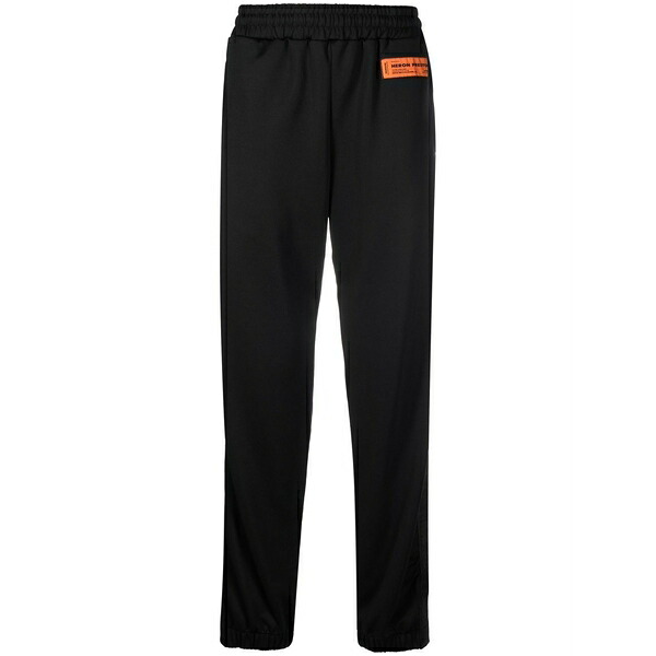 戸呂 プレストン メンズ 心地好いズボン下 ボトムス Logo patch track trousers Black