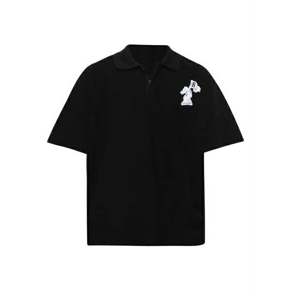 ルード メンズ スポーツシャツ トップス Logo boxy polo shirt Black