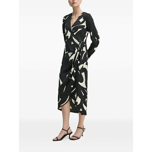 ダナ キャラン ニューヨーク州 レディース 衣裳 トップス Abstract-print wrap dress Black