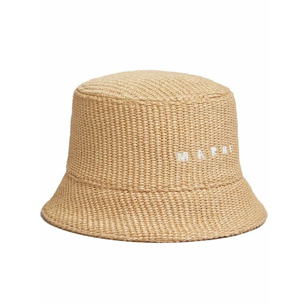 マルニ レディース 鳥打ち帽 付属物 Logo-embroidered bucket hat Neutrals