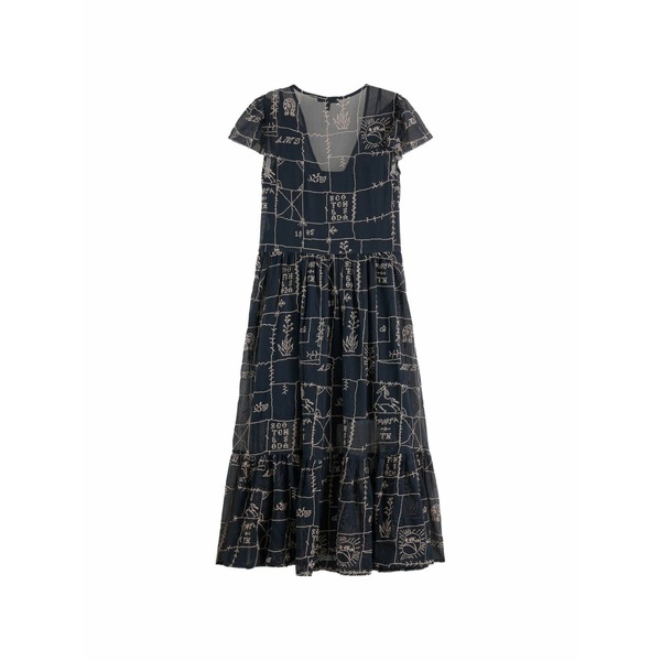 スコッチアンドソーダ レディース 衣裳 トップス Patterned v-neck MIDI dress Blue