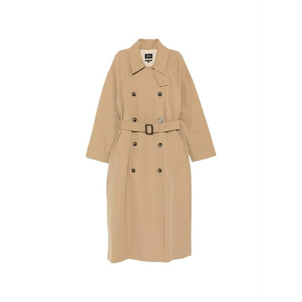 アーペーセー レディース 厚地の外套 アウター Belted double-breasted trench coat  Neutrals