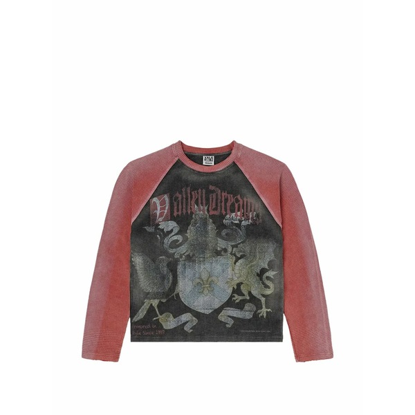 頭を覆う物 メンズ ティーシャツ トップス Crest thermal sweatshirt Black
