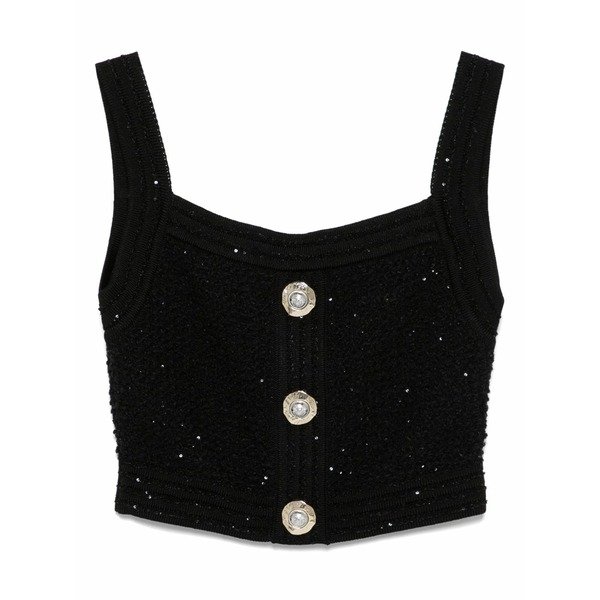バルマン レディース カットソー トップス Textured cropped top Black