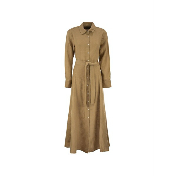 ラルフローレン レディース 衣裳 トップス Belted linen shirt dress Neutrals