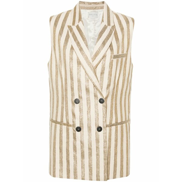 フォルテ フォルテ レディース 上衣＆上衣 アウター Metallic-stripes double-breasted vest Gold