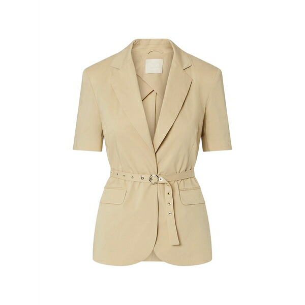 リュージョー レディース ジャケット＆ブルゾン アウター Belted short-sleeve jacket Neutrals｜asty