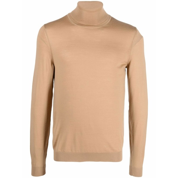 雇い主 メンズ 編み物\u0026ティーシャツ アウター Roll-neck wool jumper Brown