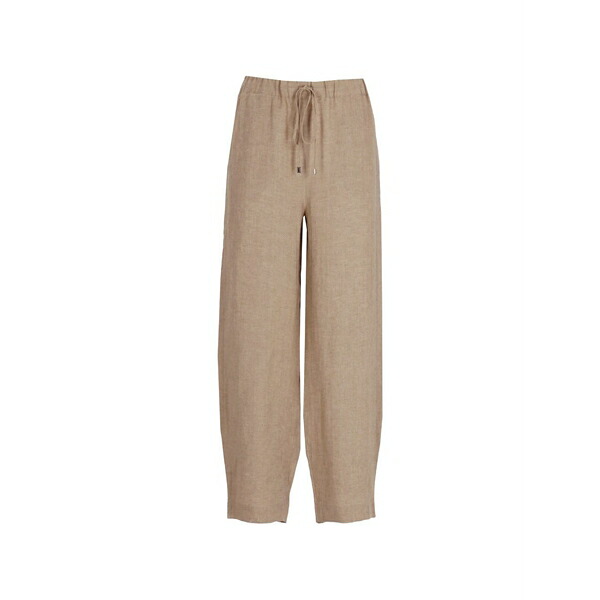 アントネリ レディース 心地よいズボン下 ボトムス Drawstring-waist linen trousers Neutrals