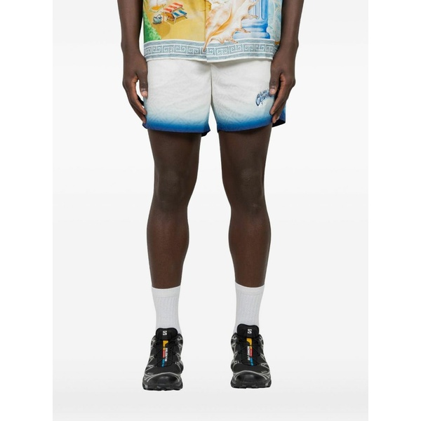 カサブランカ メンズ 心地好いズボン下 ボトムス Logo-print ombr￡-effect shorts White