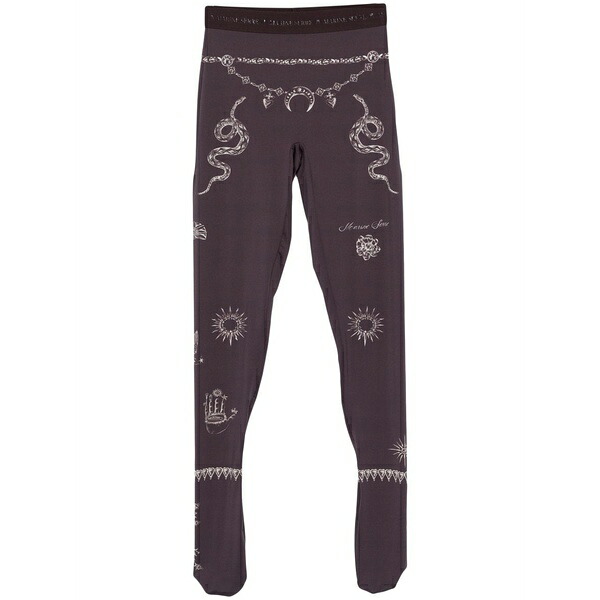 米国海兵隊員 独居室 レディース 心地よいズボン下 ボトムス Tattoo-printed jersey tights Brown