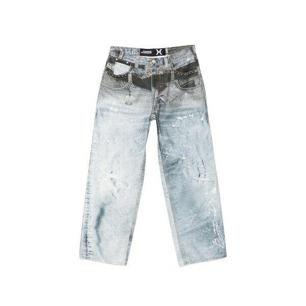 ジョン バージニアの州都 メンズ 心地よいズボン下 ボトムス Trompe l\u0027oeil paint-splatter trousers Blue