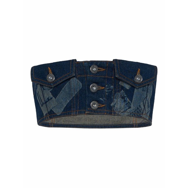 ジャン極点 ゴルチエ レディース カットソー トップス Trompe l\u0027oeil printed top Blue