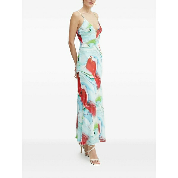 赤ちょうちん一点 レディース 衣裳 トップス Graphic-print slip maxi dress Blue