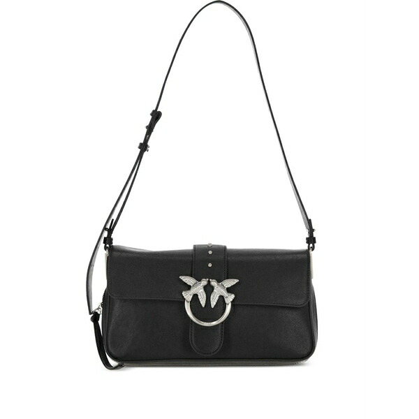 ピンコ レディース ショルダーバッグ 御徒面子 Bird-buckle shoulder bag Black