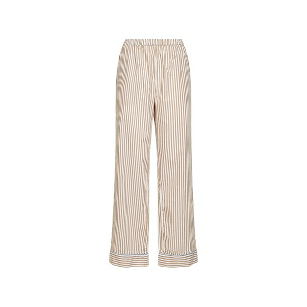 エムシーツーセイントバース レディース 心地よいズボン下 ボトムス Striped cotton straight trousers Neutrals