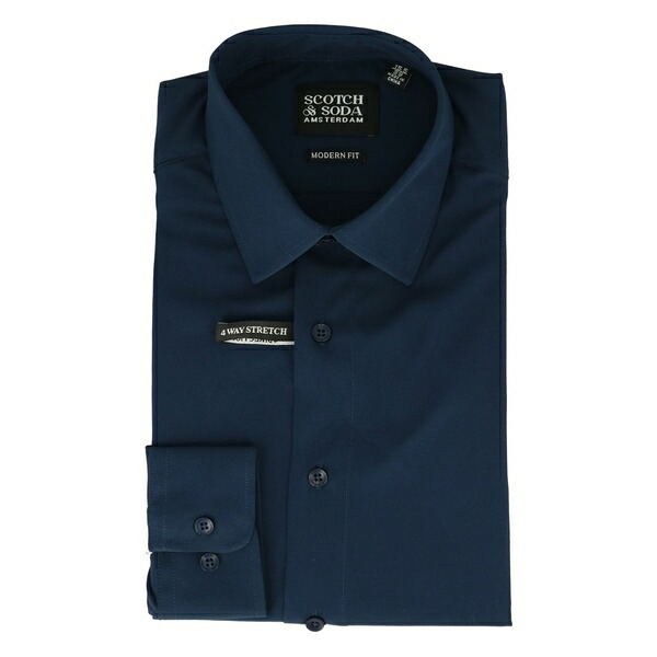 スコッチアンドソーダ メンズ ティーシャツ トップス Four-way-stretch shirt Blue