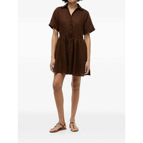トミー ヒルフィガー レディース 衣裳 トップス Drawstring-waist shirt dress Brown