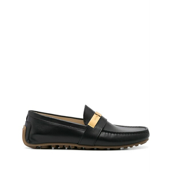 モスキーノ メンズ スリッポン・ローファー シューズ Logo-plaque loafers Black