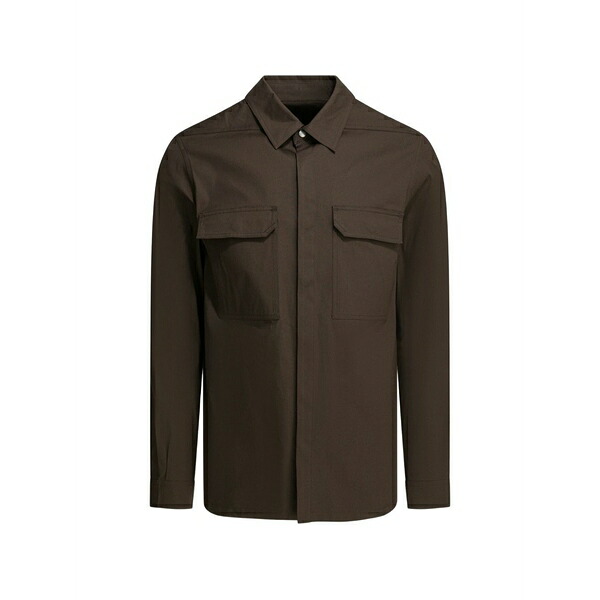 リックオウエンス メンズ 上衣＆上衣 アウター Webbing-strap flap-pocket shirt jacket  Brown