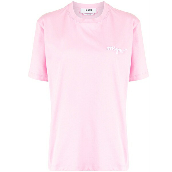 エムエスジイエム レディース ティーシャツ トップス Chest-logo crew neck t-shirt Pink