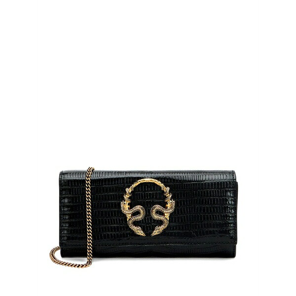 ロベルトカヴァリ レディース 銭入れ 添え物 Serpentine chain wallet Black