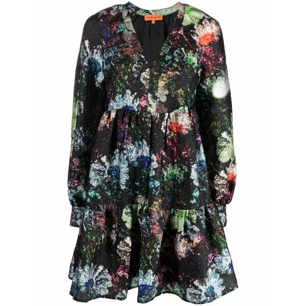 スティーヌ・ゴヤ レディース 衣裳 トップス Jasmine glitter bloom-print minidress Black