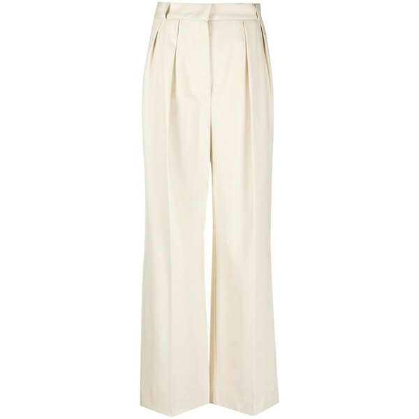 ハリスワーフロンドン レディース 心地よいズボン下 ボトムス Pleat-detail high-waisted trousers Neutrals