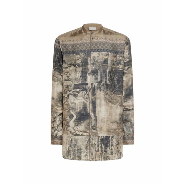ピエール＝ルイ・マシア メンズ プルオーバー トップス Aloe band collar tapestry print longsleeve shirt Neutrals