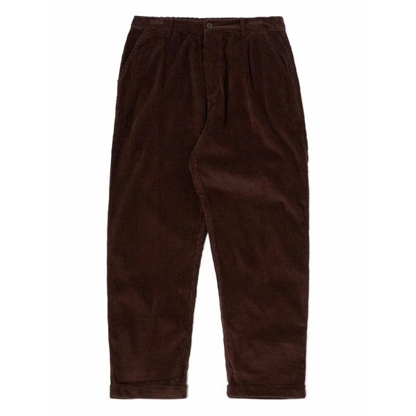 ユニバーサルワークス メンズ カジュアルパンツ ボトムス Corduroy pleated trousers Brown|asty