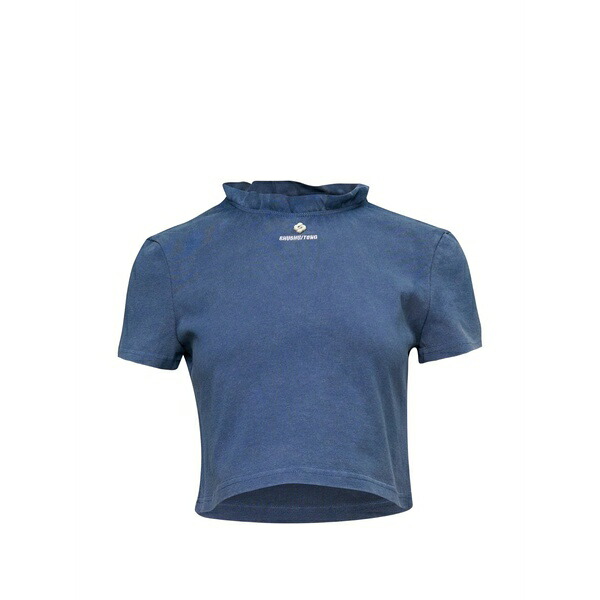 シュシュ/火箸 レディース ティーシャツ トップス Ruffled-collar t-shirt Blue