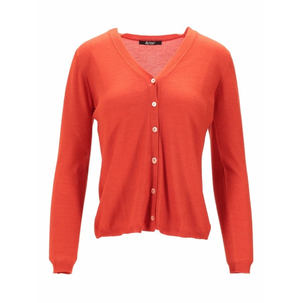 ラ サクラ色 レディース ジレー アウター V-neck cardigan Orange
