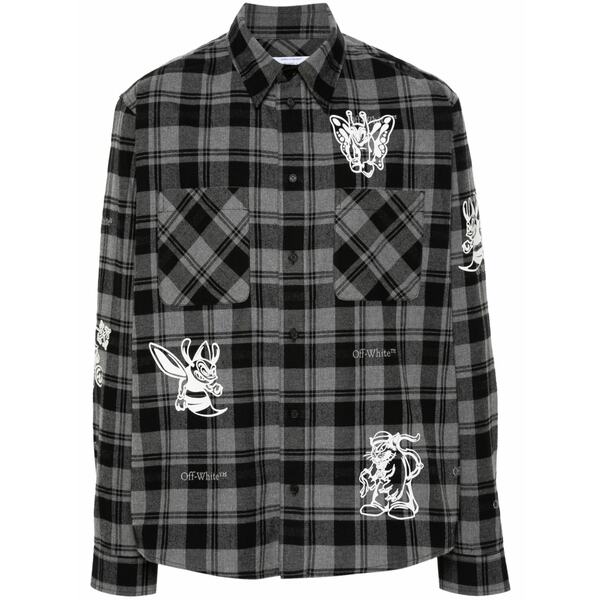 象牙色 メンズ プルオーバー トップス Character check shirt  Black