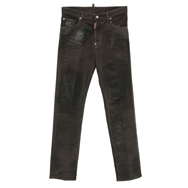 ディースクエアード メンズ カジュアルパンツ ボトムス Bull leatherette faded-patchwork jeans Brown|asty
