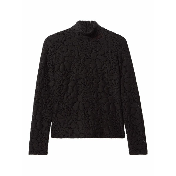 ラ・ダブル・ジェイ レディース プルオーバー トップス Lace turtleneck top Black