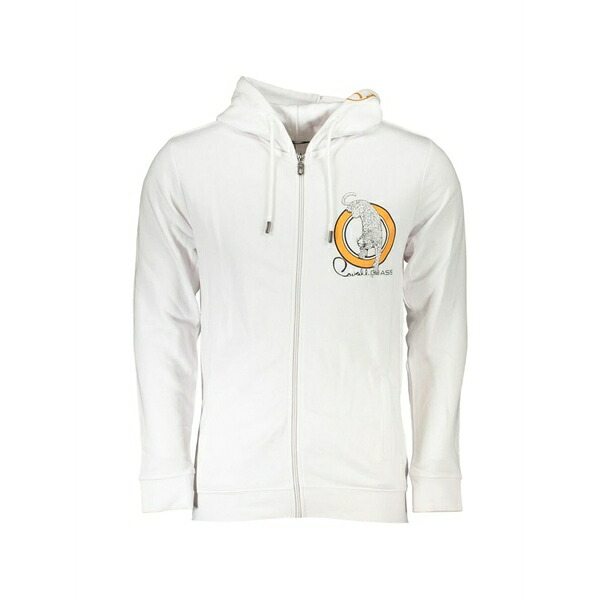 カヴァリ 社会階級/ロベルト・カバリ メンズ パーカー・スウェットシャツ アウター Leopard-print zip-fastening sweatshirt White