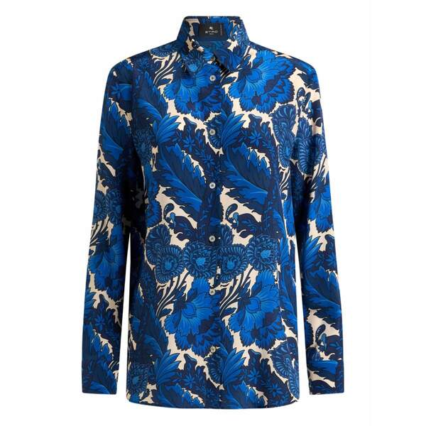 エトロ レディース プルオーバー トップス Floral-print button-up shirt Blue