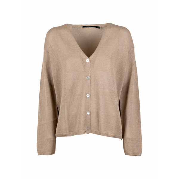セブンティ レディース ジレー アウター V-neck buttoned cardigan Brown