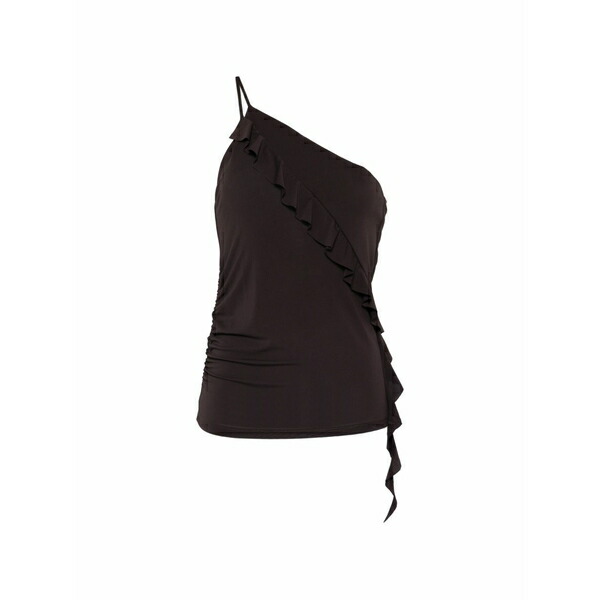 ピンコ レディース プルオーバー トップス Ruffled one-shoulder top Brown