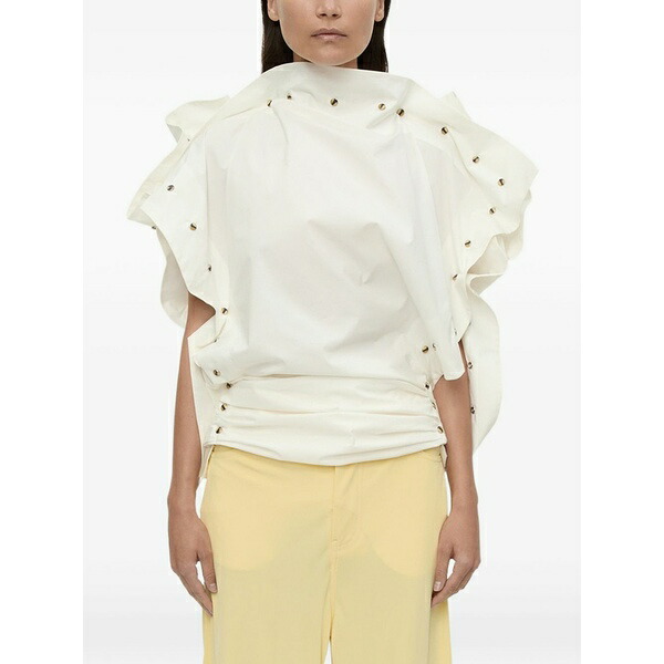 クリストファーエスバー レディース プルオーバー トップス Spiral stone snap ruffled top Neutrals