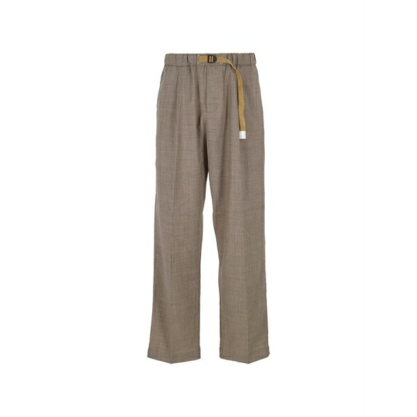 白いこと砂子 メンズ 心地よいズボン下 ボトムス Belted pleated trousers Neutrals