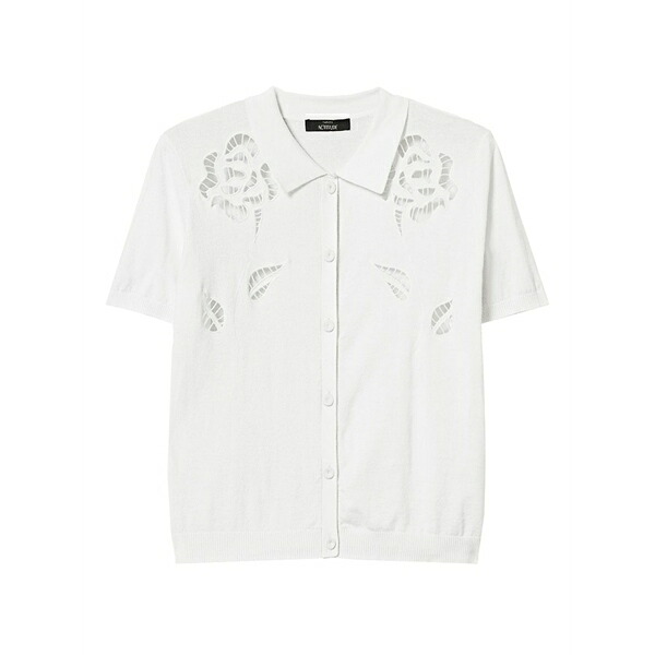 ツイン書き割り レディース ティーシャツ トップス Broderie-anglaise short-sleeve shirt White