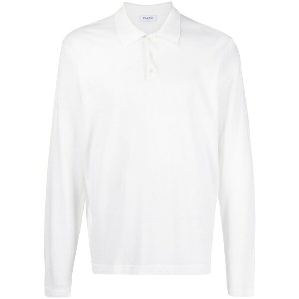 構成要素  メンズ スポーツシャツ トップス Long-sleeved cotton-linen polo shirt White
