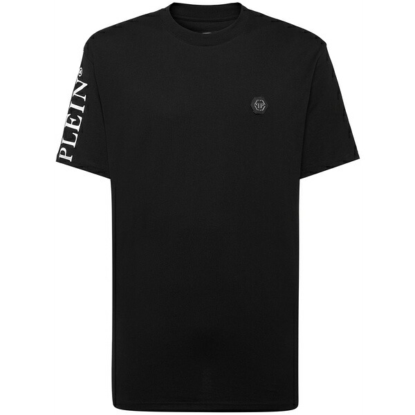 フィリップ飾り気のない メンズ ティーシャツ トップス Logo-patch cotton t-shirt Black