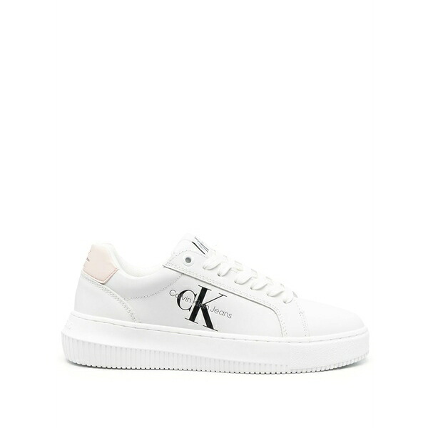 カルバンクライン レディース スニーカー シューズ Logo-print lace-up sneakers White