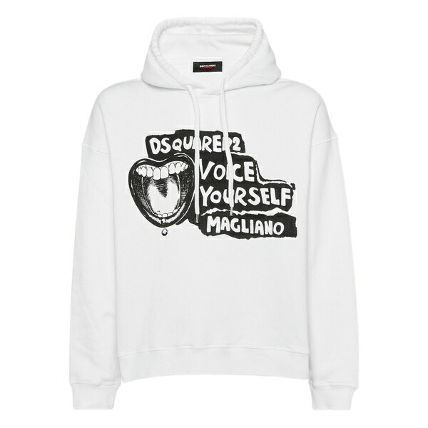 ディースクエアード メンズ パーカー・スウェットシャツ アウター X magliano slogan-print hoodie White