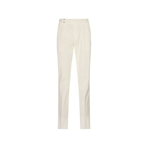 カナーリ メンズ 心地好いズボン下 ボトムス Pleated tailored trousers White